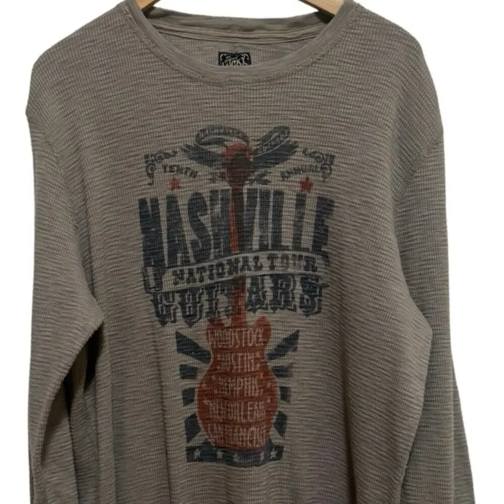 Lucky Nashville Guitar Thermal Grey XXL Mens Sweatshirt sweater long sleeve